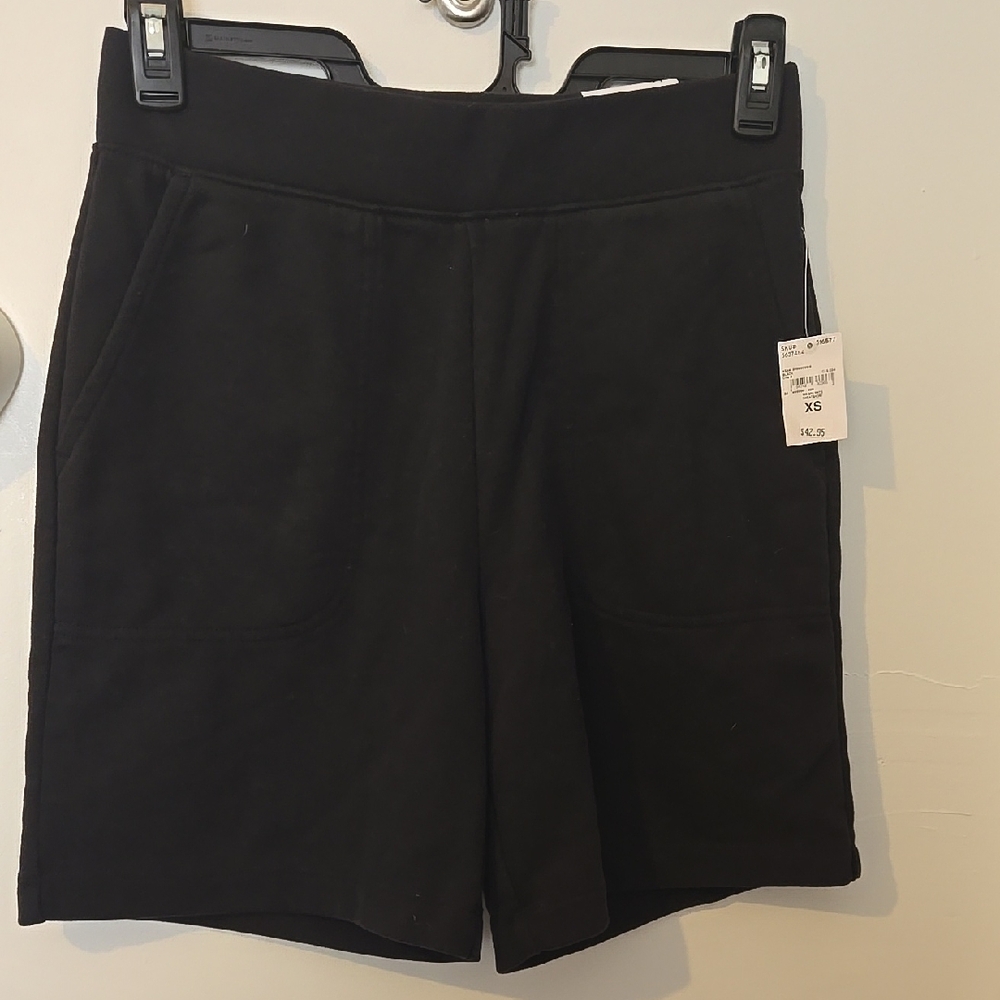 Land's End NWT XS Fleece Black Women's SweatShorts